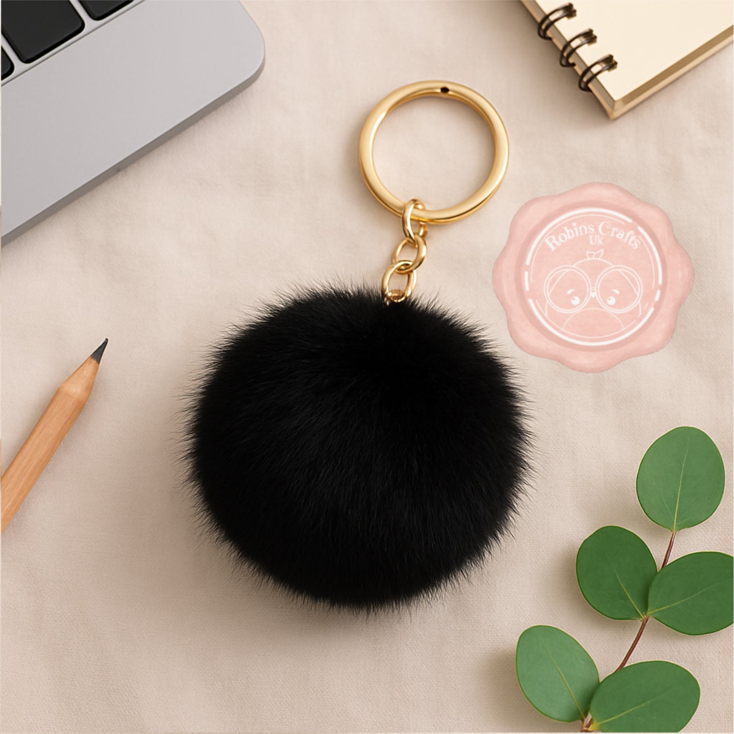 Fluffy Faux Fur Pom Pom Keychain – Soft Plush Bag Charm with Gold Keyring, Cute Accessories for Handbags, Backpacks & Keys