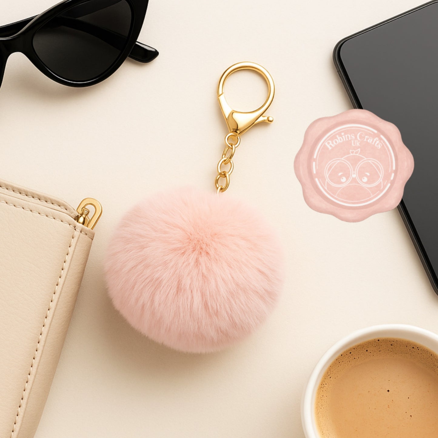Fluffy Faux Fur Pom Pom Keychain – Soft Plush Bag Charm with Gold Keyring, Cute Accessories for Handbags, Backpacks & Keys