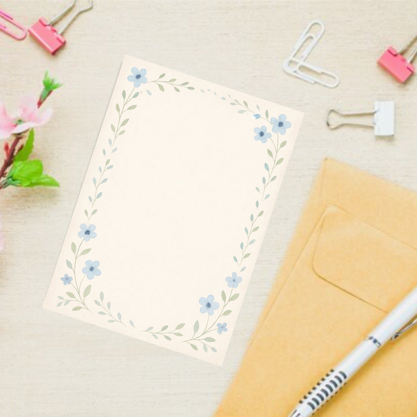 Simple spring blue note pad
