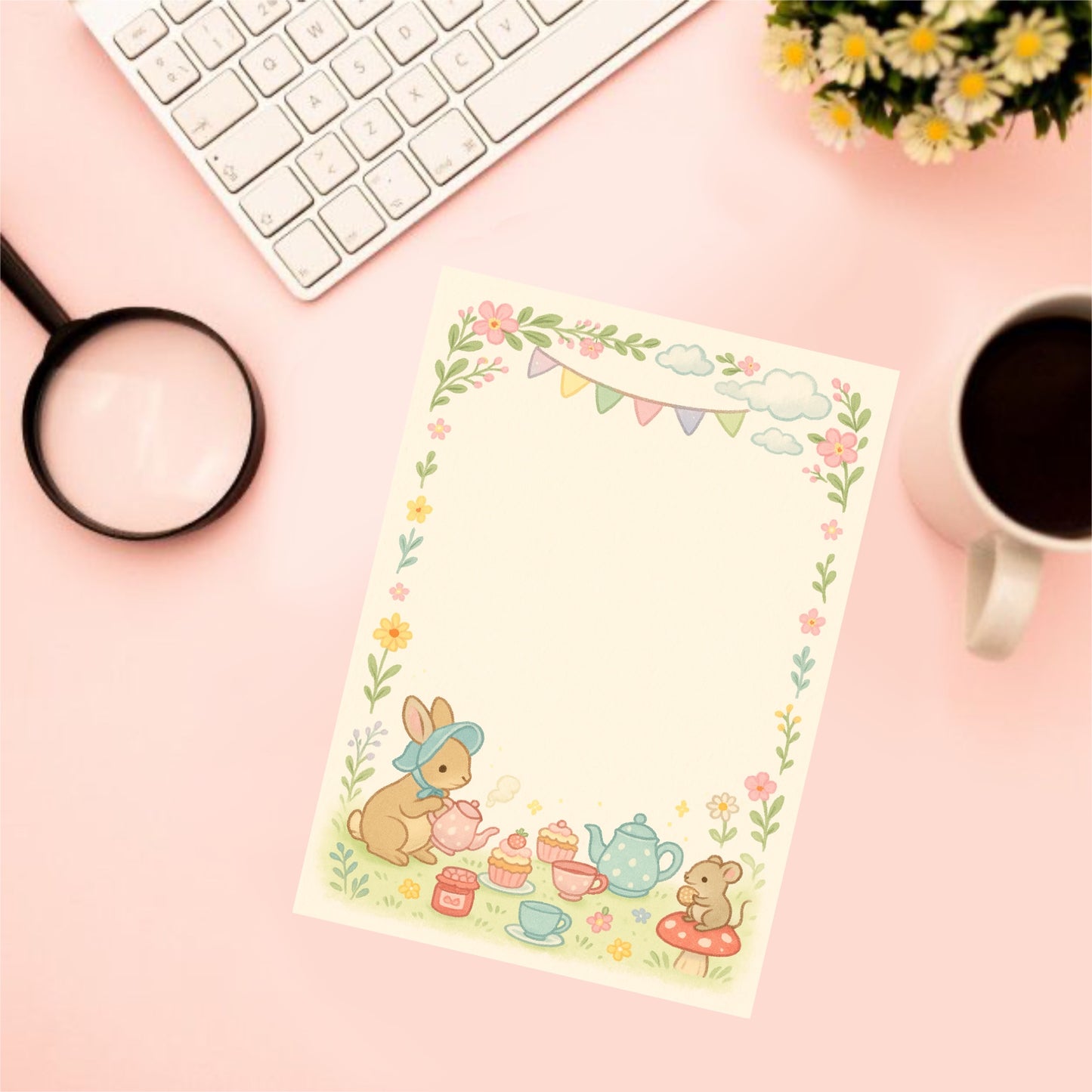 Spring tea party note pad