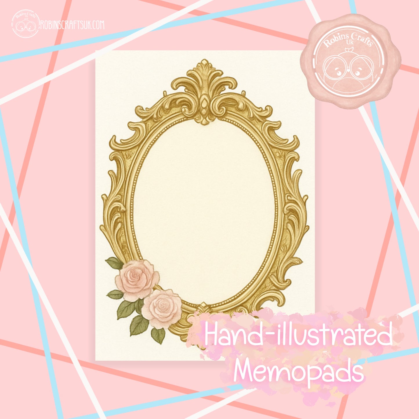 French Gilded Frame Memo Pad – Elegant Aesthetic Notepaper | Château Core Stationery Sheets