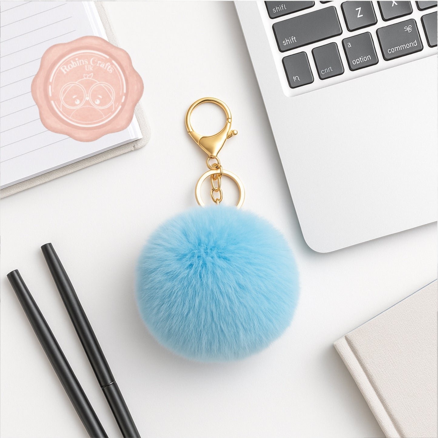 Fluffy Faux Fur Pom Pom Keychain – Soft Plush Bag Charm with Gold Keyring, Cute Accessories for Handbags, Backpacks & Keys