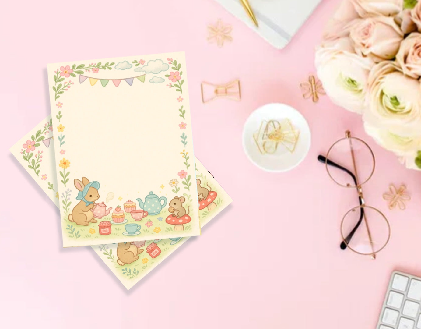Spring tea party note pad