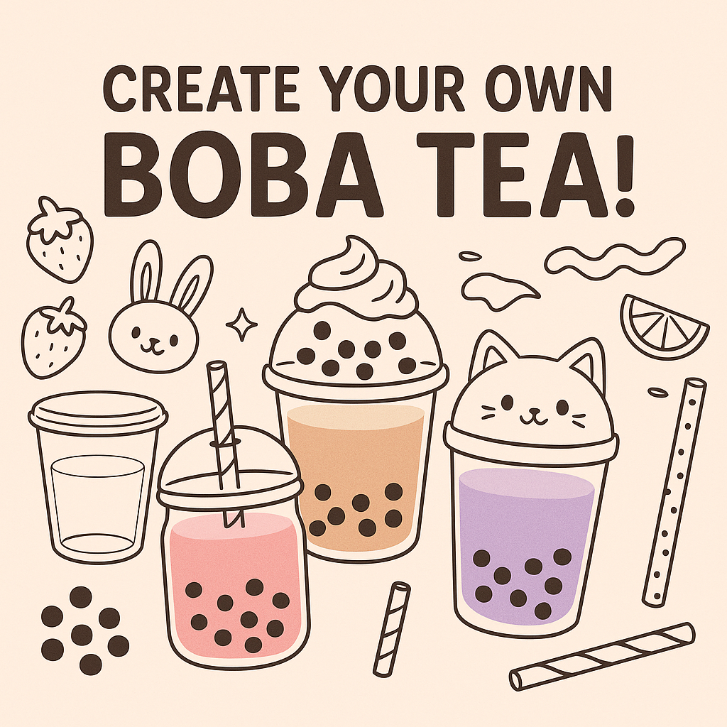 Boba tea set stamps -create your own boba tea- procreate stamps/brushes - digital use only - procreate