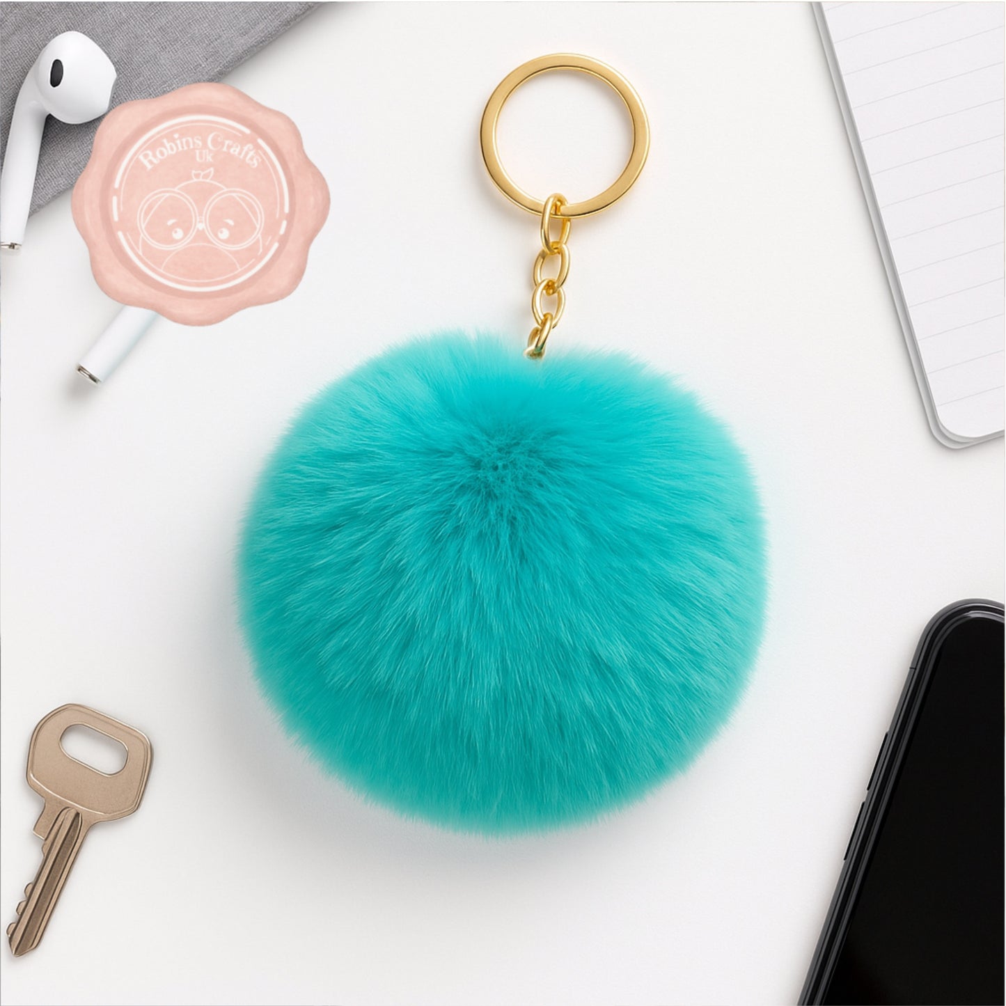 Fluffy Faux Fur Pom Pom Keychain – Soft Plush Bag Charm with Gold Keyring, Cute Accessories for Handbags, Backpacks & Keys