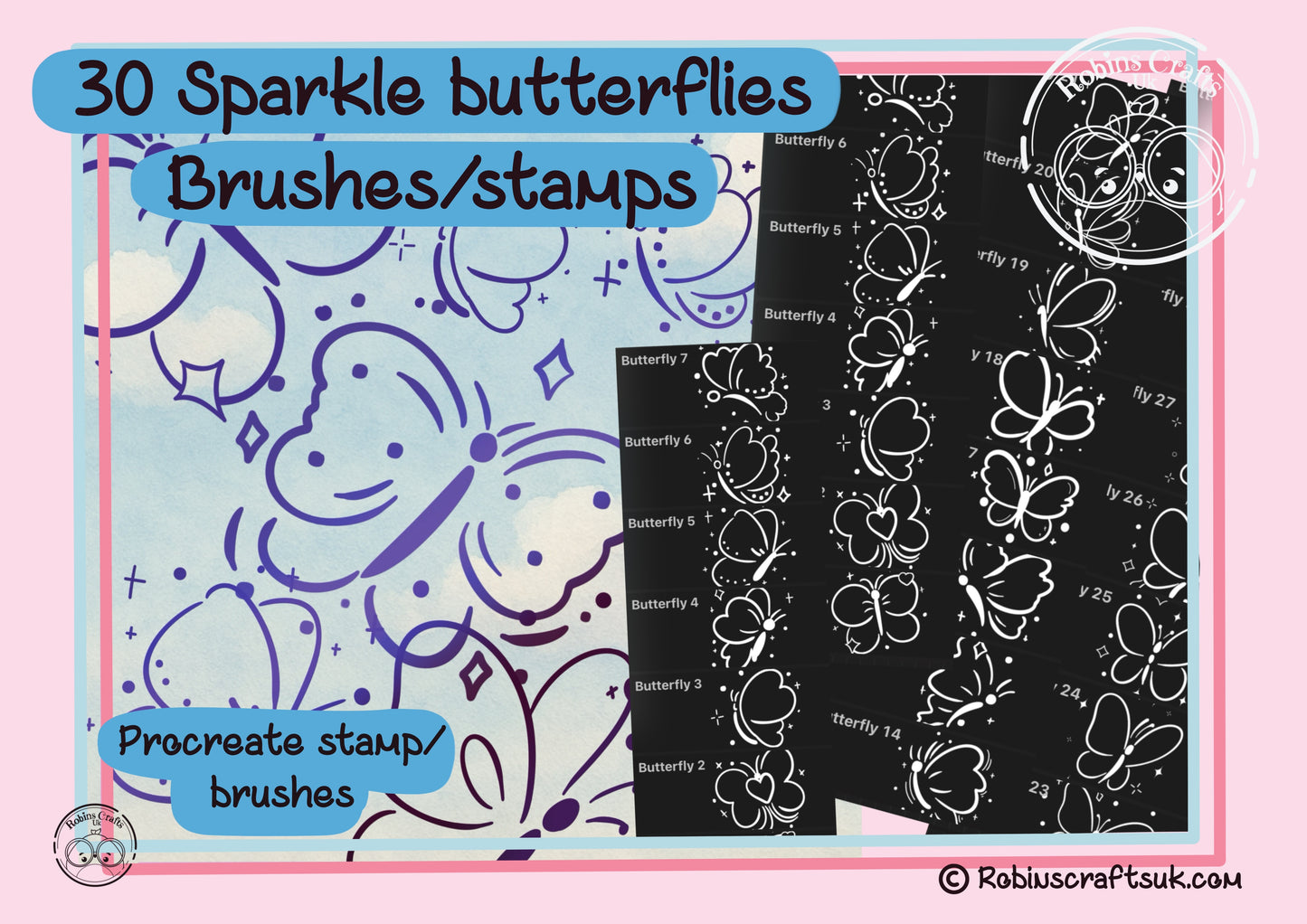 Butterflies stamps -sparkling butterfly’s - procreate stamps/brushes - digital use only - procreate