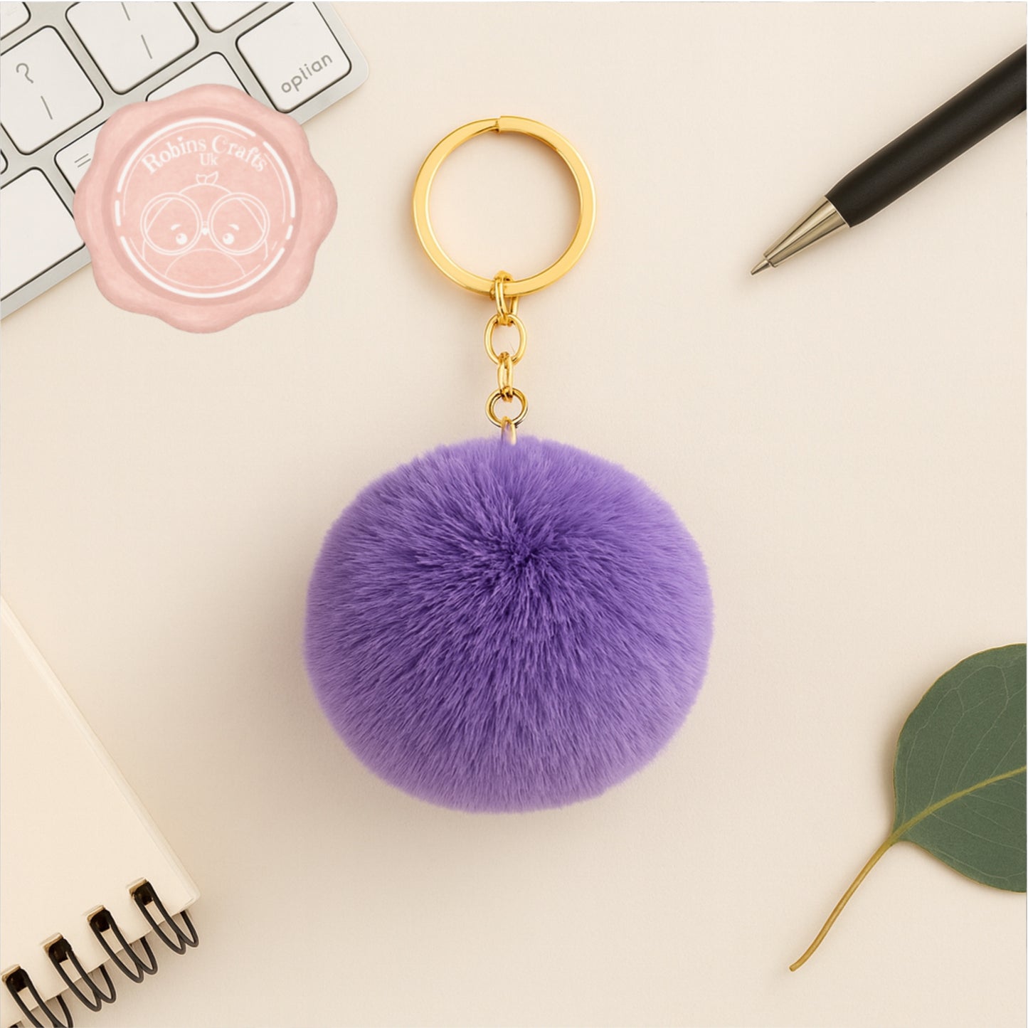 Fluffy Faux Fur Pom Pom Keychain – Soft Plush Bag Charm with Gold Keyring, Cute Accessories for Handbags, Backpacks & Keys