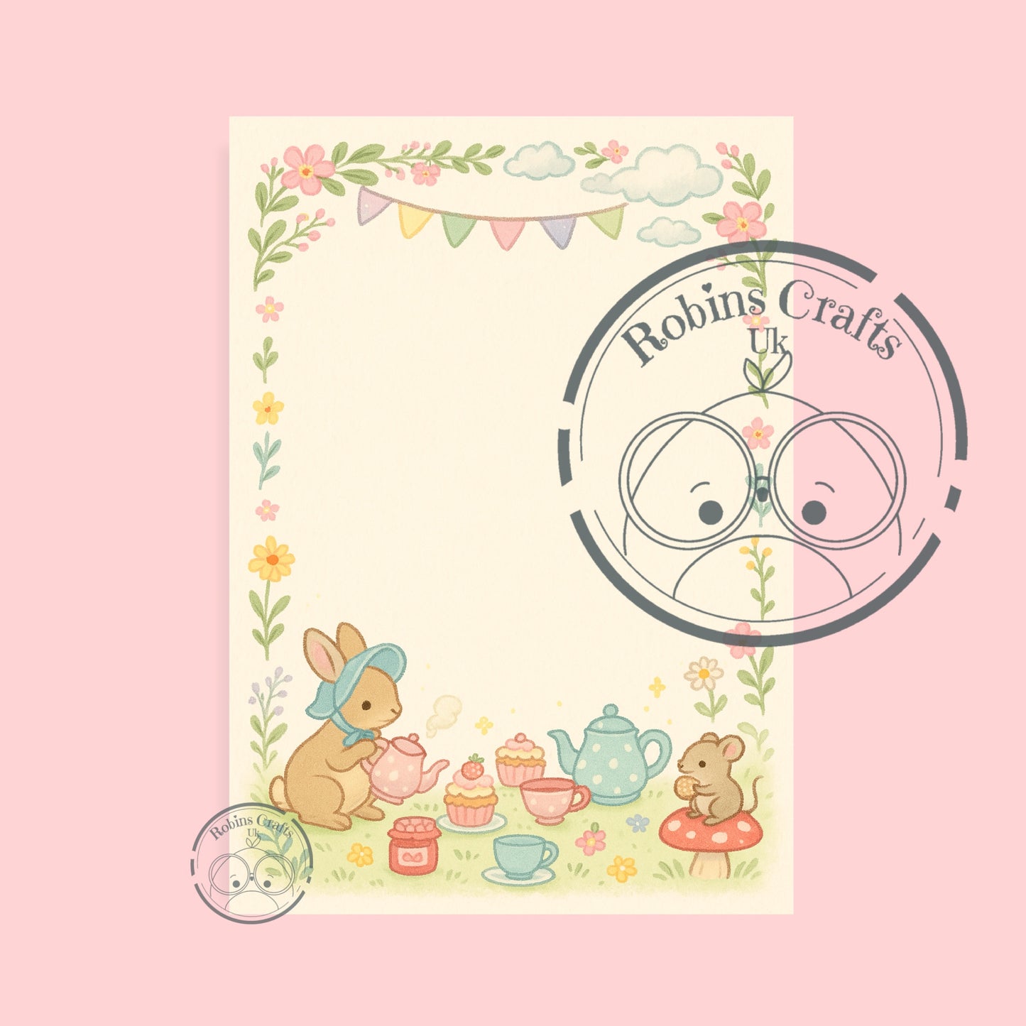 Spring tea party note pad