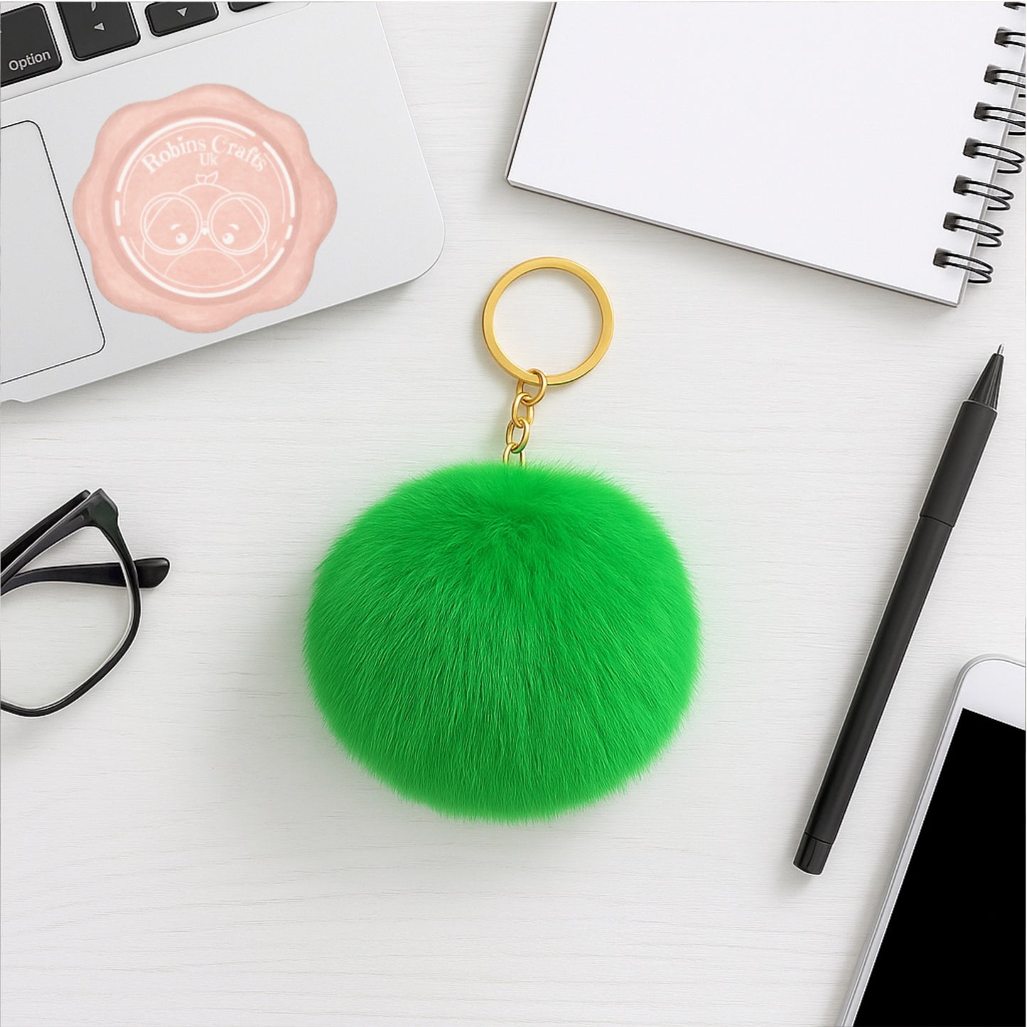 Fluffy Faux Fur Pom Pom Keychain – Soft Plush Bag Charm with Gold Keyring, Cute Accessories for Handbags, Backpacks & Keys