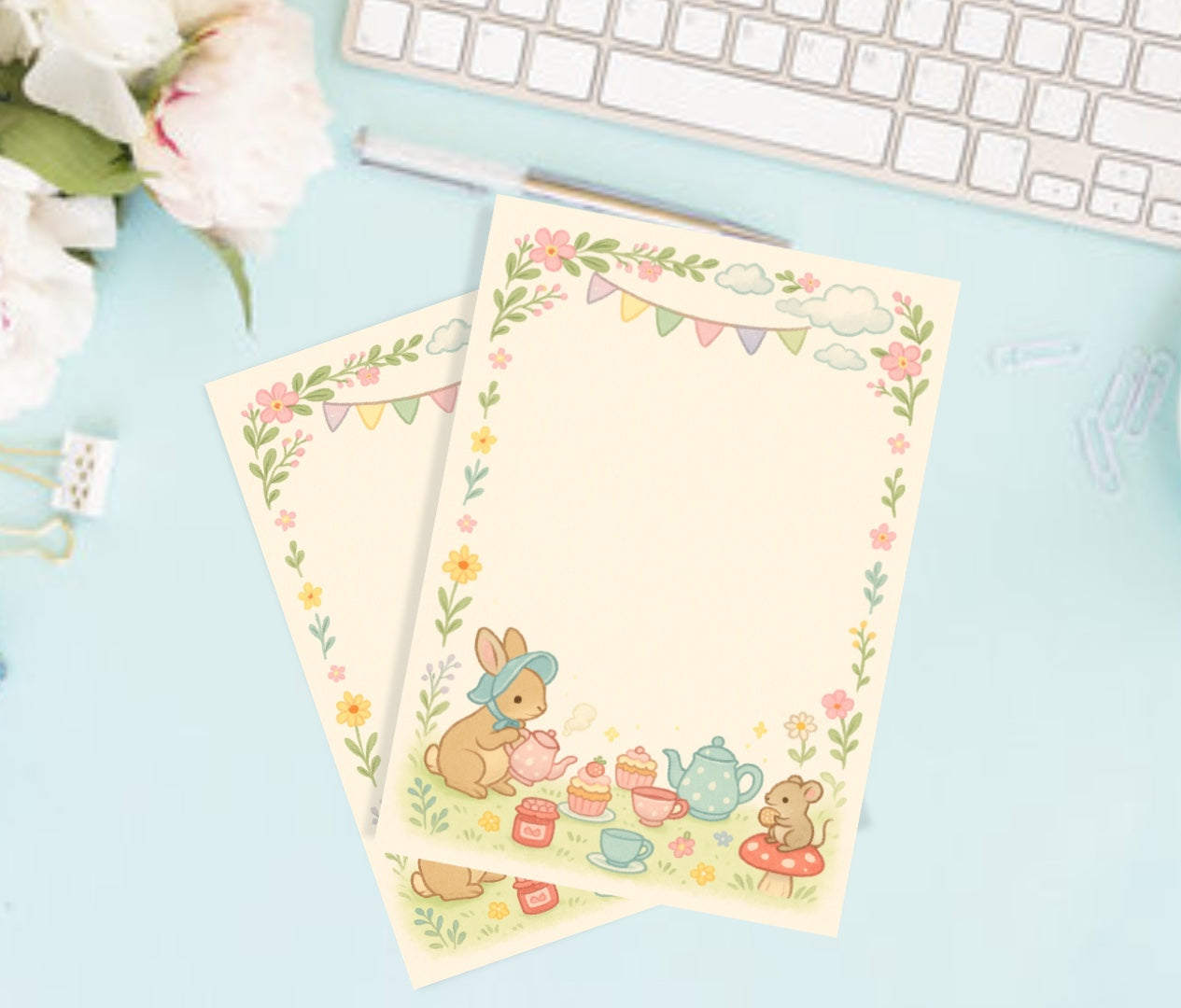 Spring tea party note pad