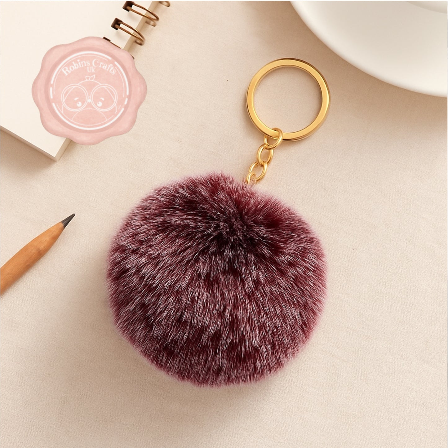 Fluffy Faux Fur Pom Pom Keychain – Soft Plush Bag Charm with Gold Keyring, Cute Accessories for Handbags, Backpacks & Keys