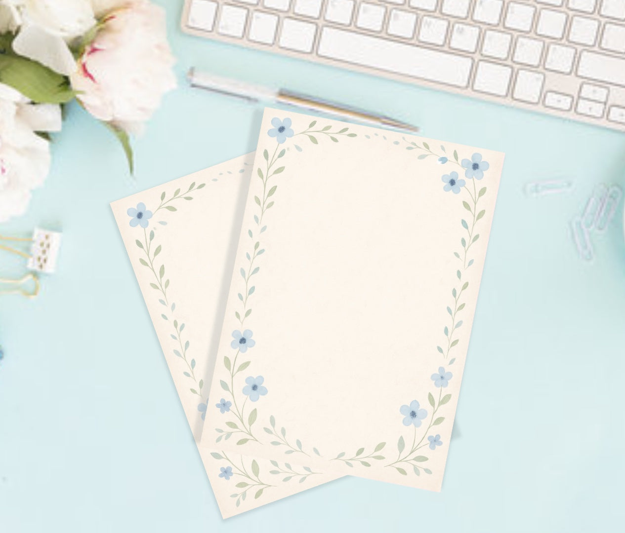 Simple spring blue note pad