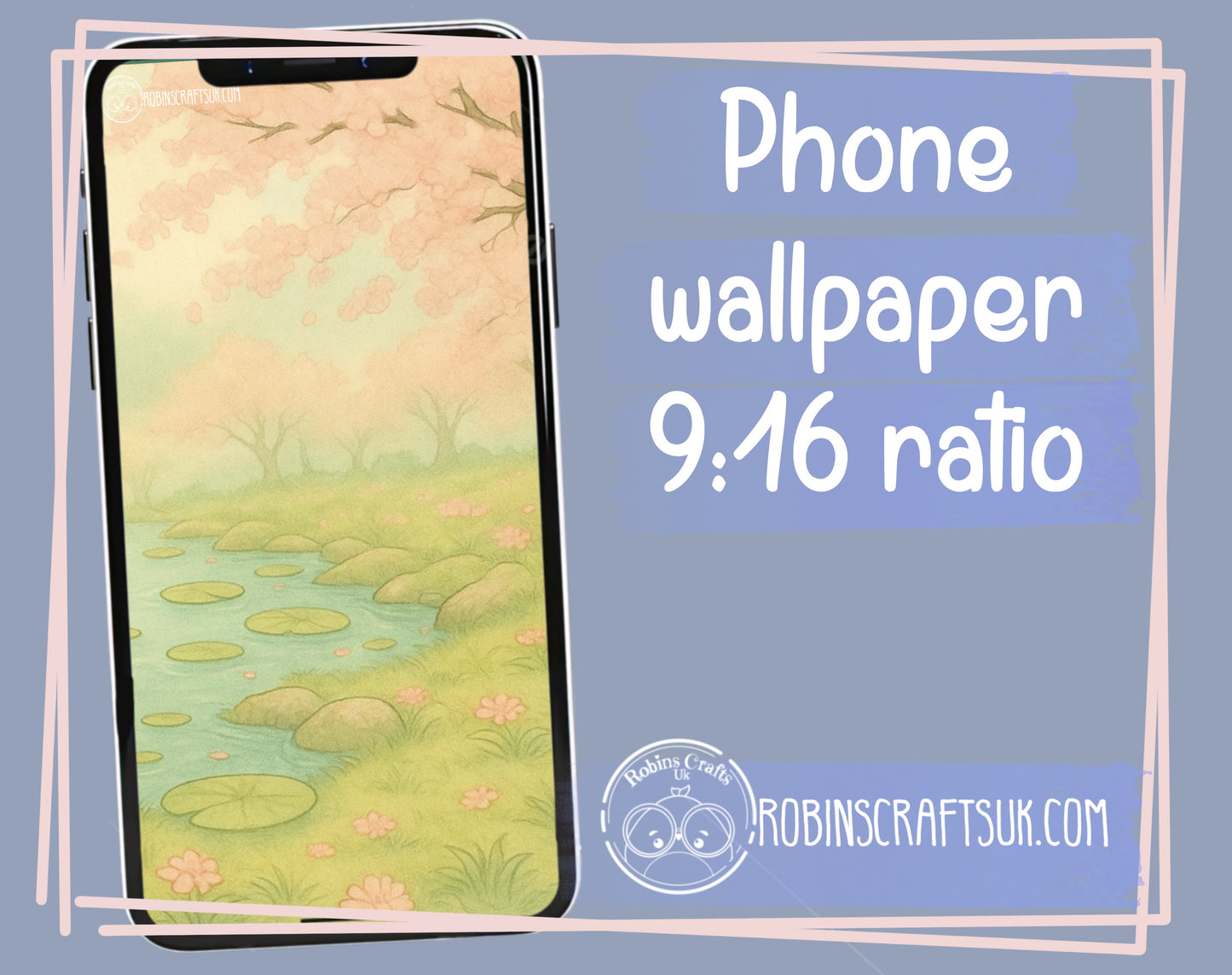 Cherry Blossom Pond – Pastel Sakura Landscape illustration wallpaper sakura tree art illustration watercolor nature fantasy