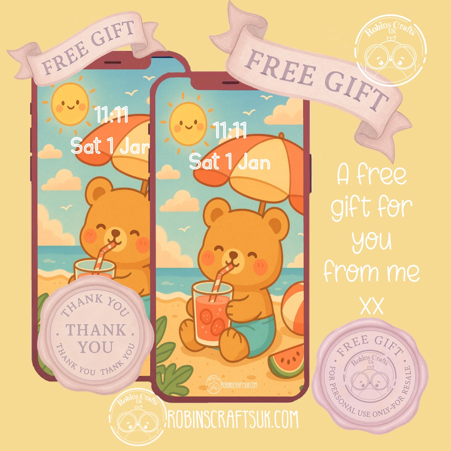 Summer fun bear-Free phone wallpaper