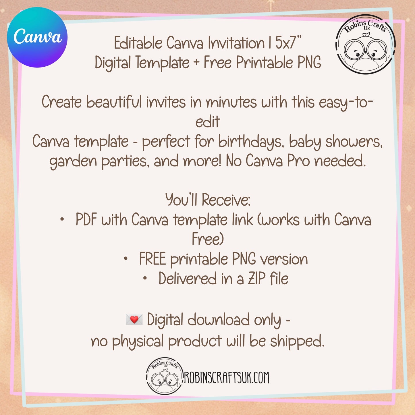 Forest friends Invitation Editable Canva Invitation Template – 5x7” | Instant Digital Download