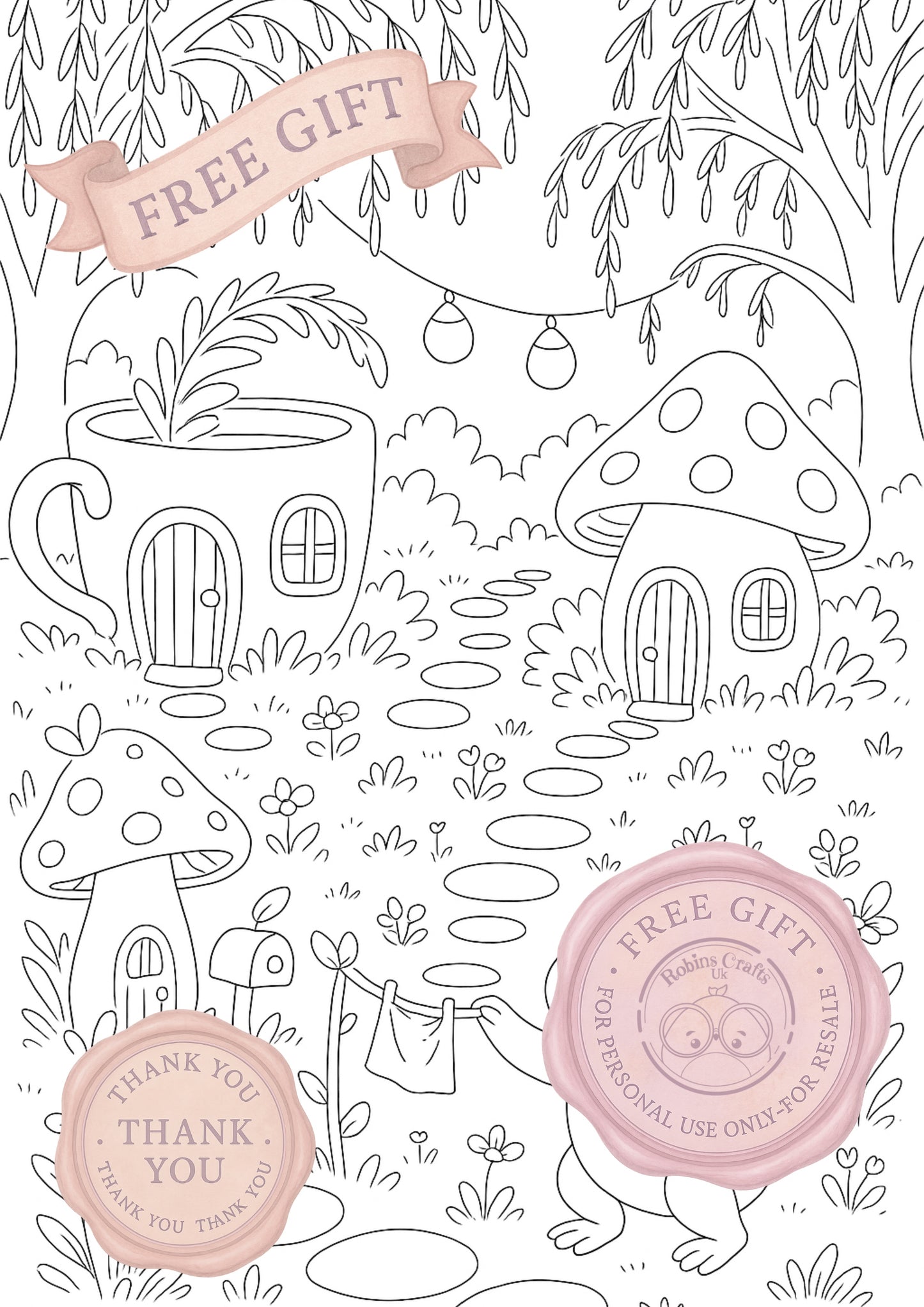 Frog village 13-06-25 colouring page