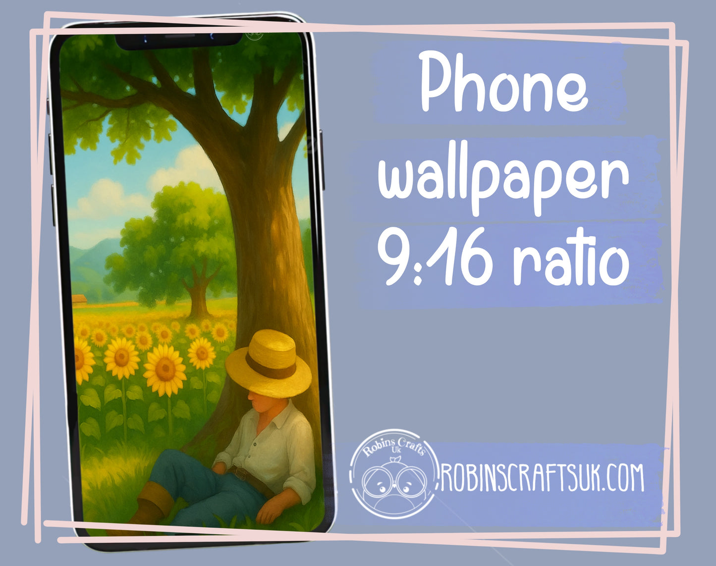 Summer Siesta Digital Wallpaper | Cozy Countryside iPad & Desktop Background | Sunflower Field Art Download