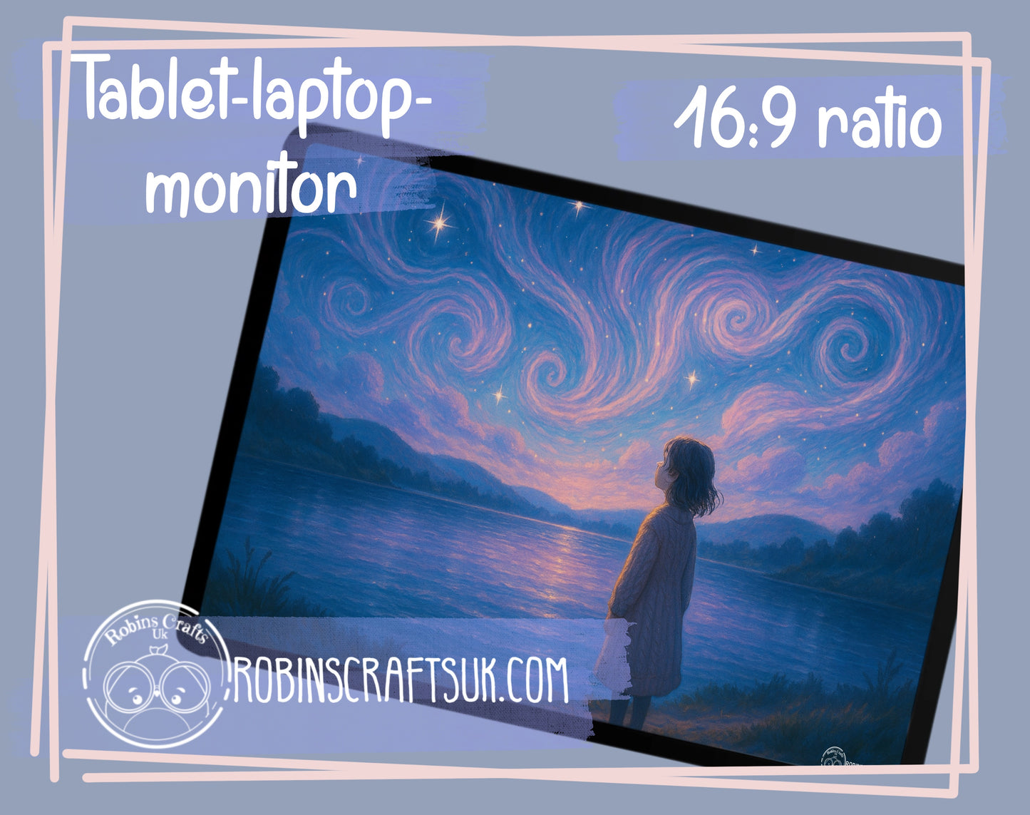 Skysong | Dreamy Star-Watching River Scene – Cozy Digital Wallpaper for iPad & Desktop