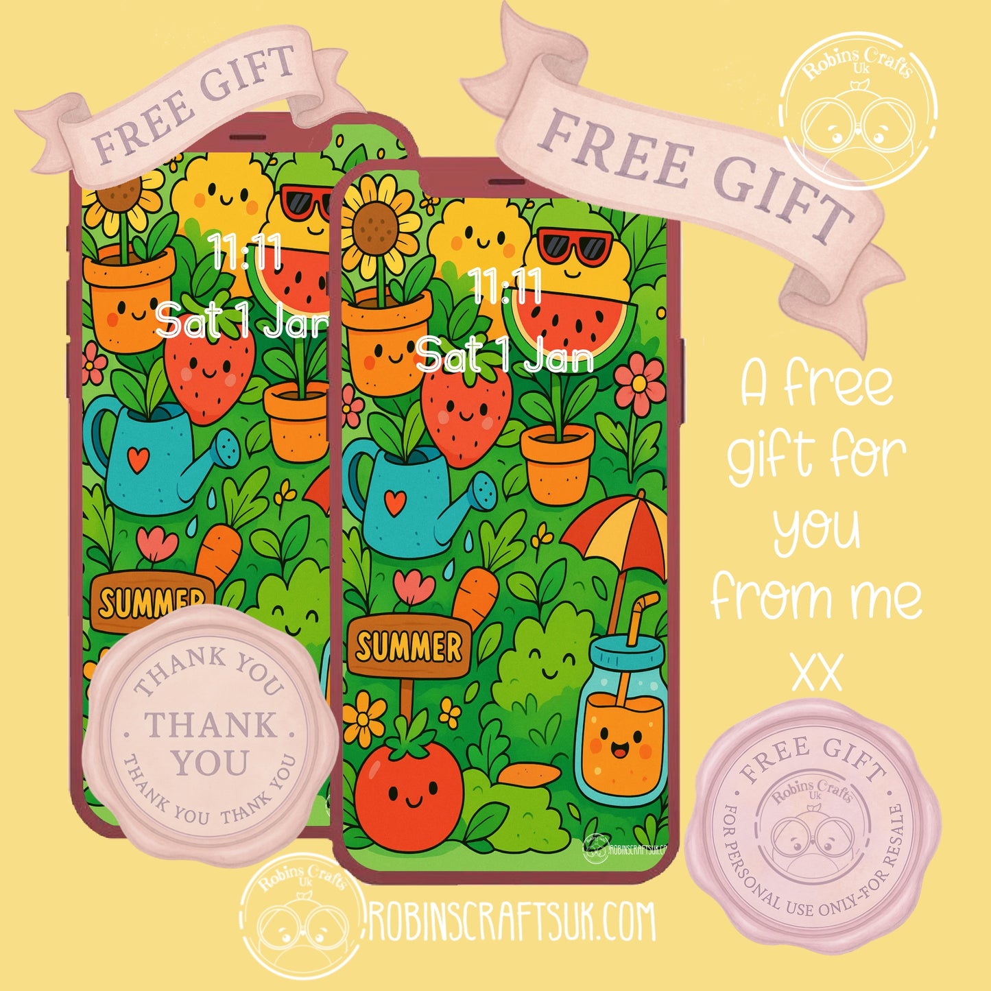 Summer doodle wallpaper 11-07-25 - Freebie Friday Gift – Aesthetic Phone Background | Instant Download