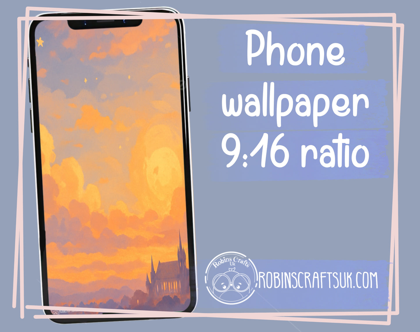 Sunset Spires wallpaper– Dreamy Fairytale Cathedral Wall Art, Golden Hour Landscape Illustration, Whimsical Sky Fantasy wallpapers