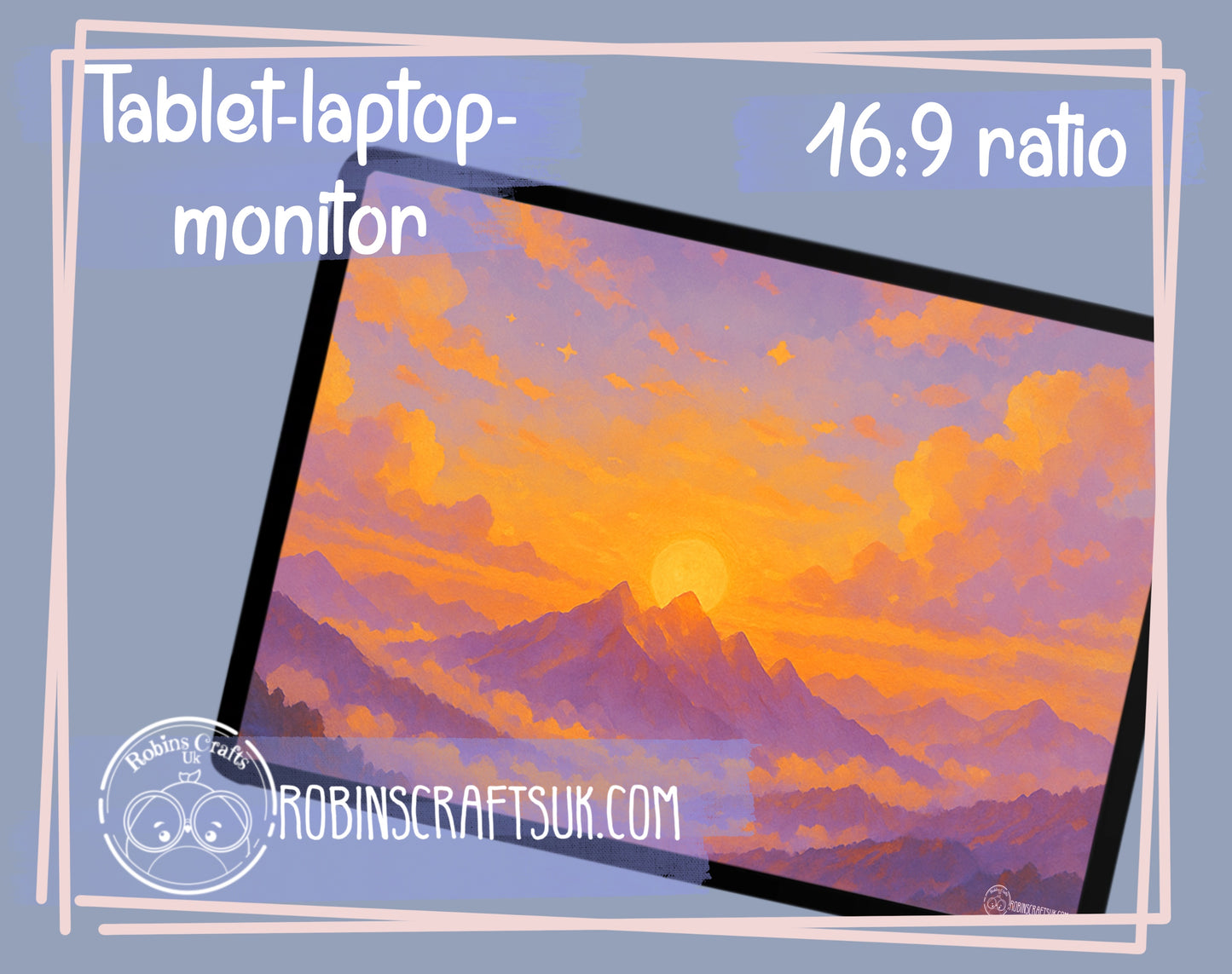 Sunrise Peaks wallpaper – Dreamy Mountain Landscape Wallpaper , Golden Morning Sky Illustration, Tranquil Nature Fantasy Decor