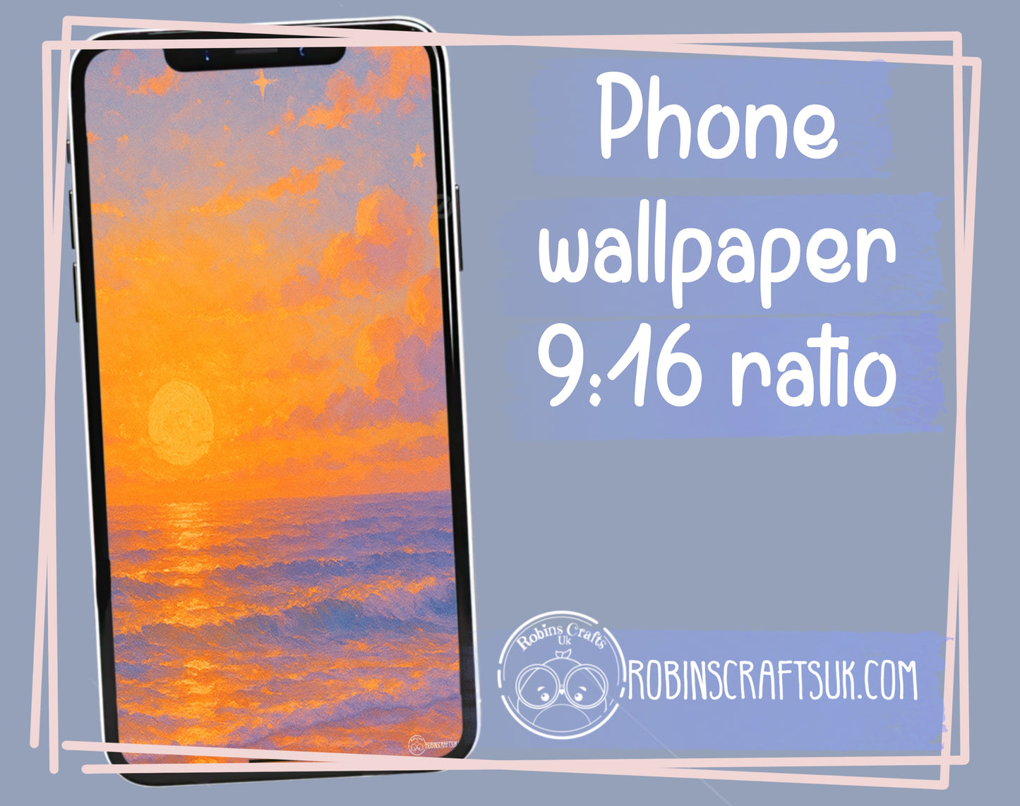 Starlit Shore wallpaper – Dreamy Ocean Sunset Wall Art, Golden Sea Horizon Illustration, Peaceful Coastal Fantasy Decor