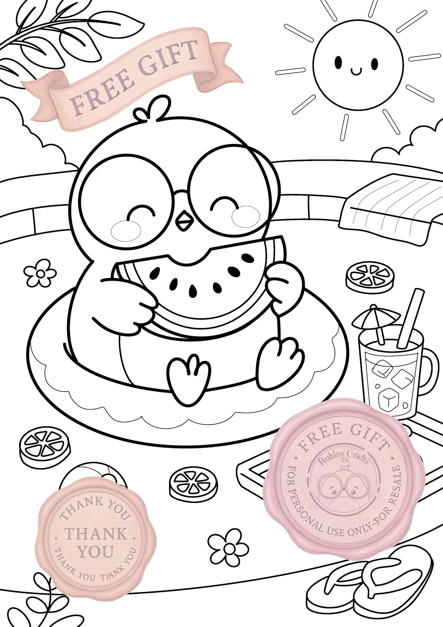 Watermelon summer colouring page 25-07-25 colouring page