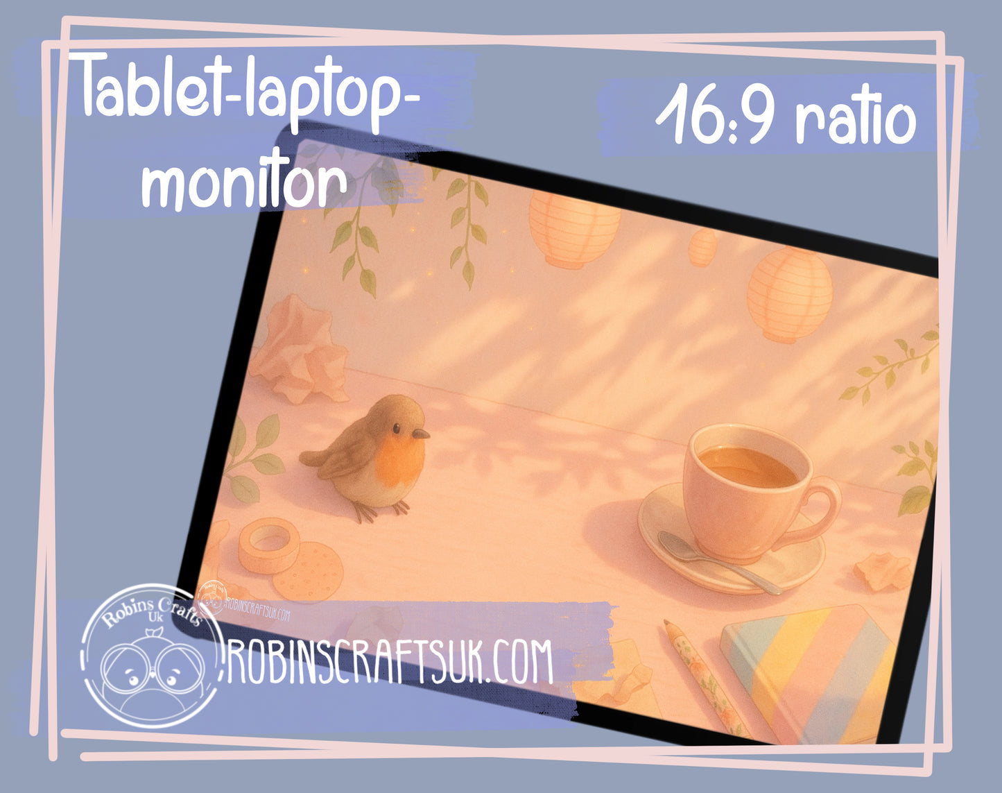 Sunny Desk – Calming Digital Wallpaper, Warm Aesthetic Background– Peaceful Cozy Workspace for all screens Art for Focus & Calm