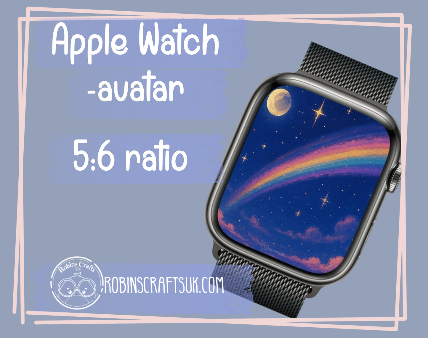 Starlight Rainbow – Celestial Night Sky Digital Wallpaper Download | Moon, Stars, Clouds & Rainbow Art wallpaper