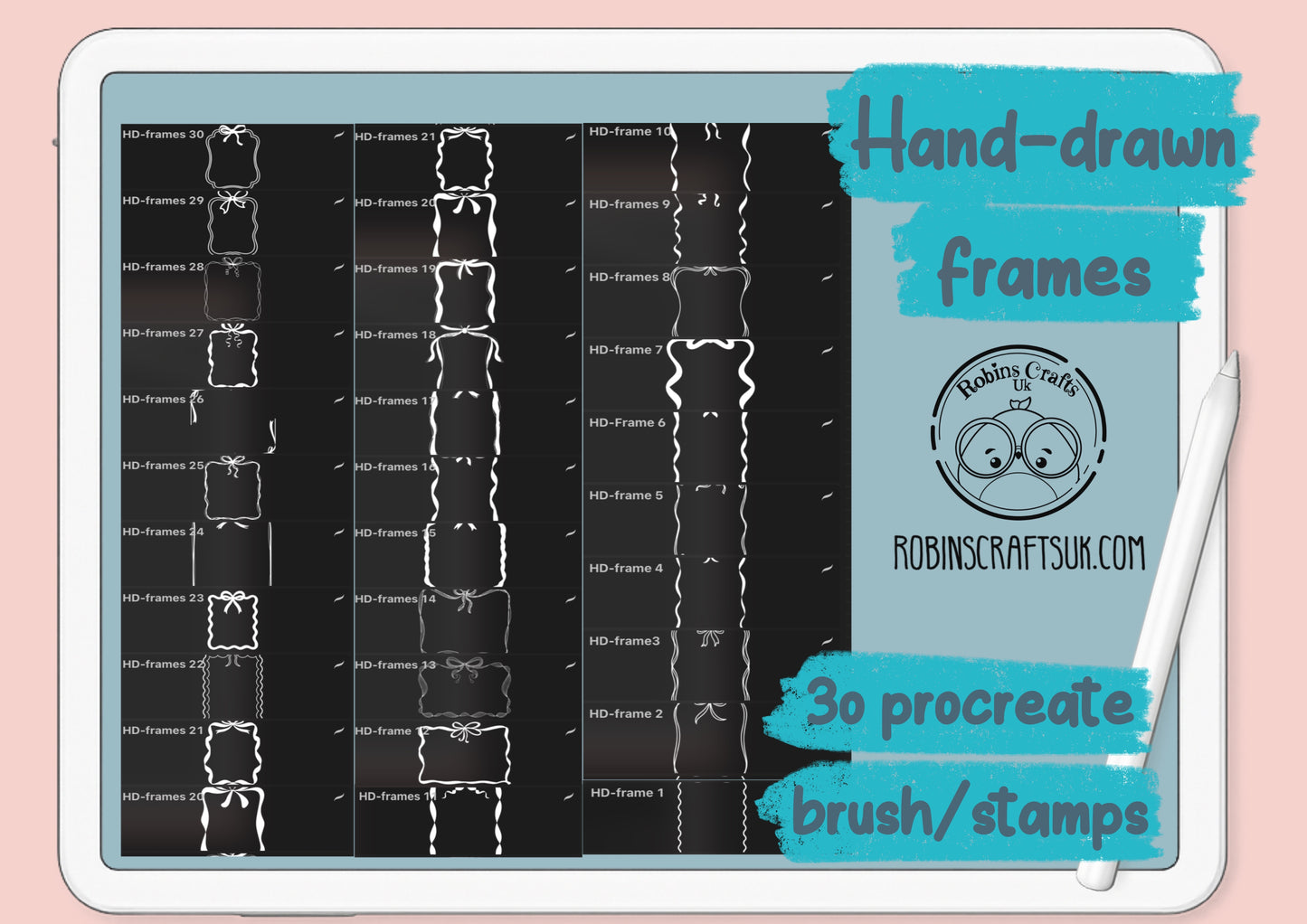 Hand-drawn frames - procreate stamps/brushes - digital use only - procreate