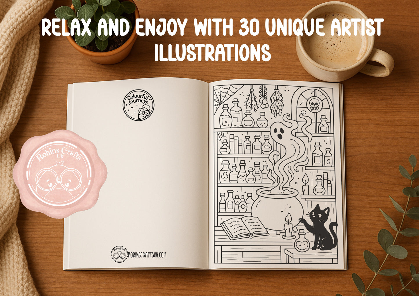 Cute Halloween - original Halloween-themed pages-Whimsical spooky style (Colourful journeys edition)