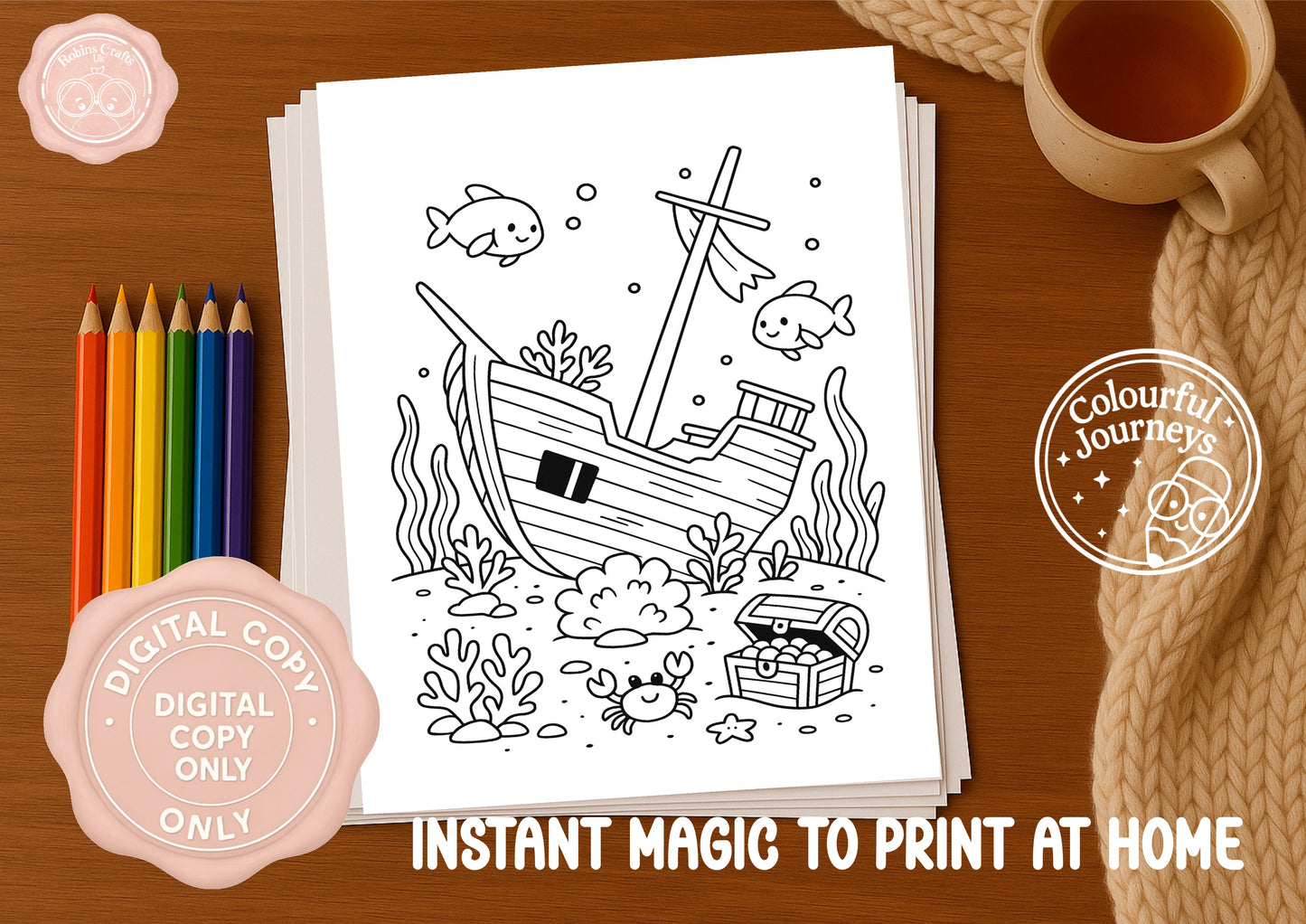 Mythical Mermaids Colouring Book | 30 Illustration Printable Digital Download | Mermaid themed