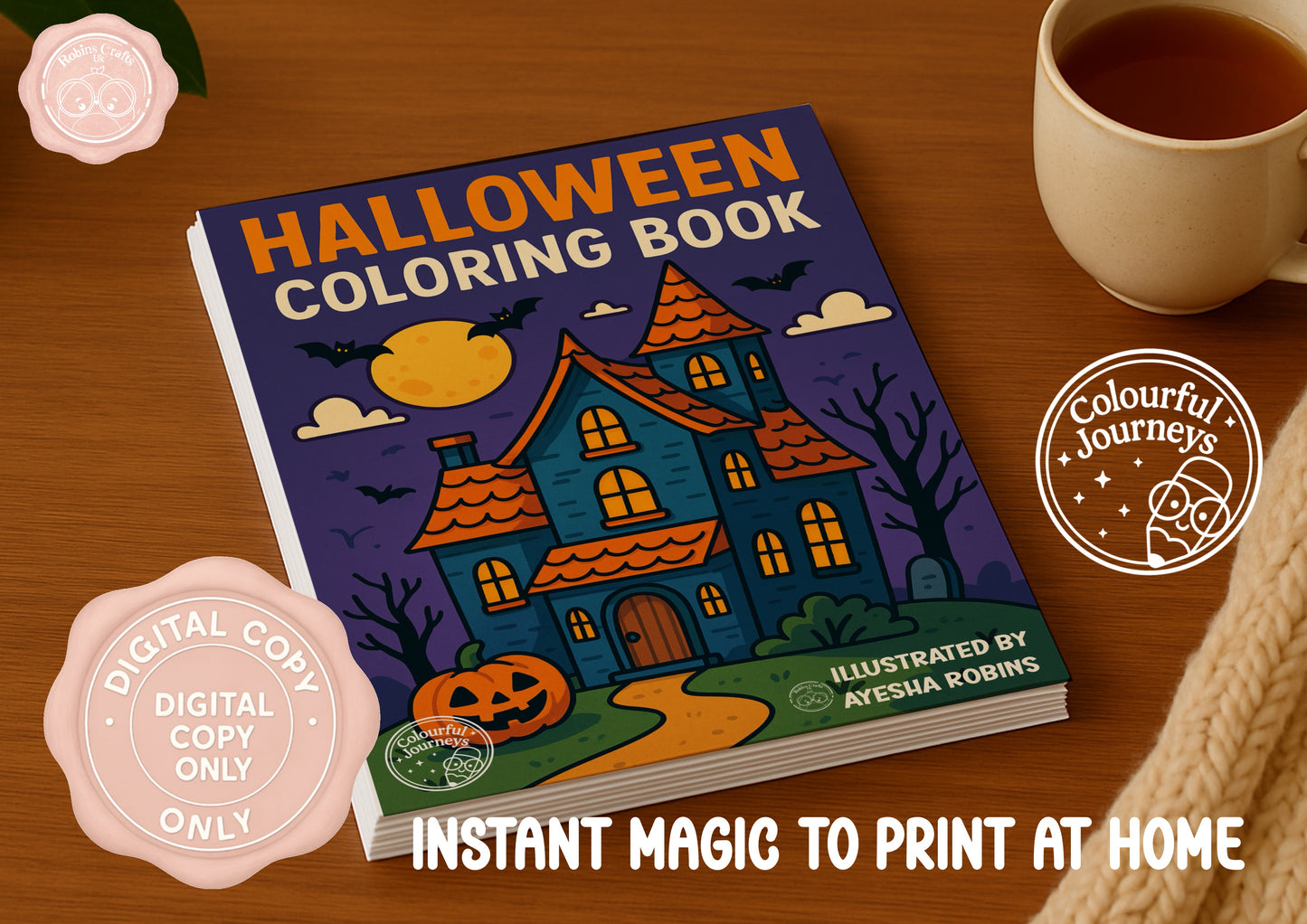 Halloween Coloring Book | 30 Page Printable Digital Download | Cute Spooky Witches, Pumpkins, Ghosts & Halloween Patterns