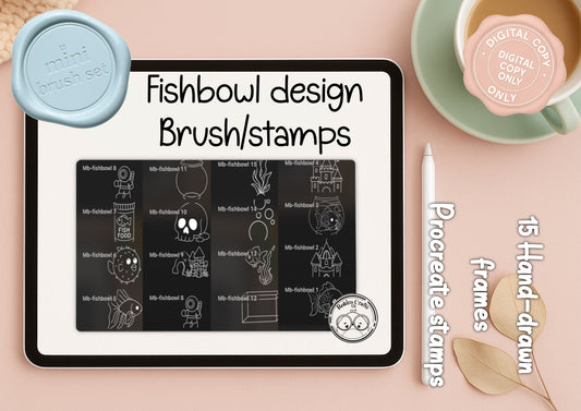 Mini Brush- 15 fishbowl design - procreate stamps/brushes - digital use only - procreate