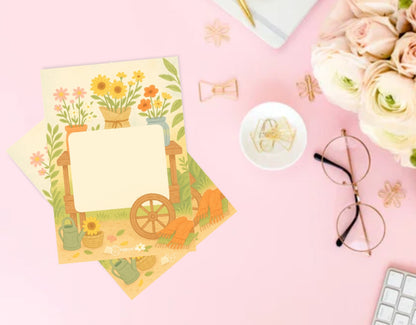 Flower stall note pad - Kawaii Notepad - Hand-Illustrated A5/A6 | Robins Crafts UK