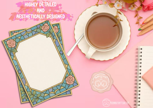 Stained Glass Rose Memo Pad –Tear-Away Notepad | Gothic Arch Stationery | Hand-Illustrated Aesthetic Paper