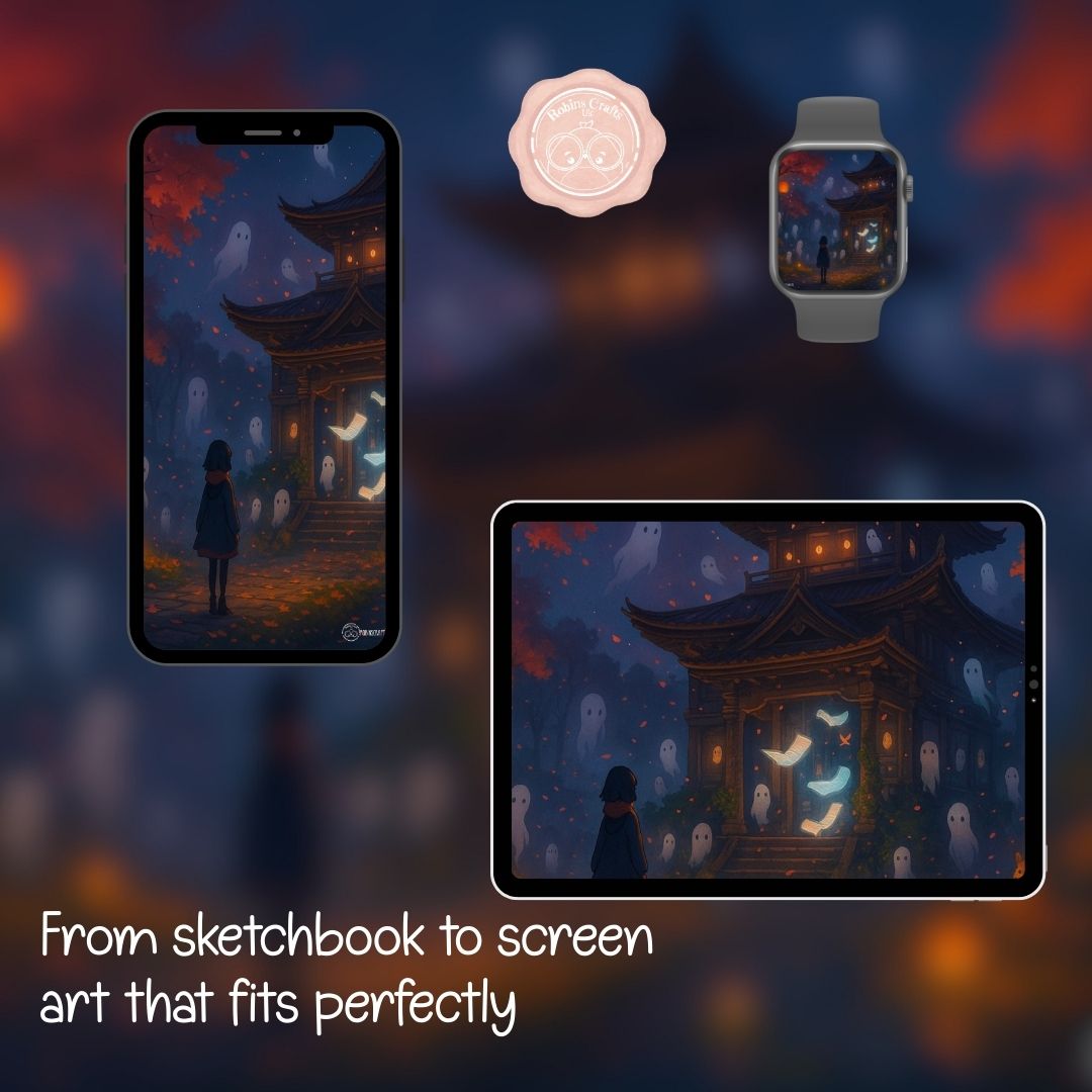 The Night of Ghosts  desk wallpaper – spooky gothic Halloween Digital Wallpaper Download | Art wallpaper