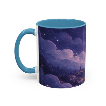 Crescent Night Sky Coffee Mug — Dreamy Purple Moonlit Landscape Accent Mug (11/15 oz)