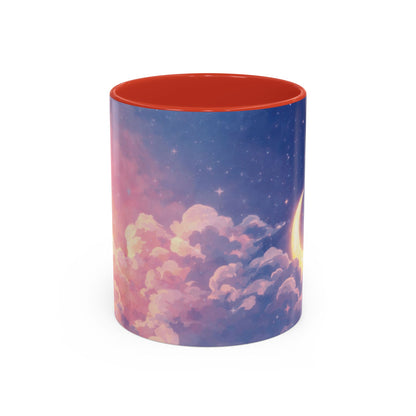 Crescent Moon Cloud Coffee Mug — Dreamy Night Sky Accent Mug