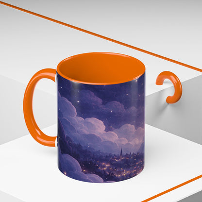 Crescent Night Sky Coffee Mug — Dreamy Purple Moonlit Landscape Accent Mug (11/15 oz)