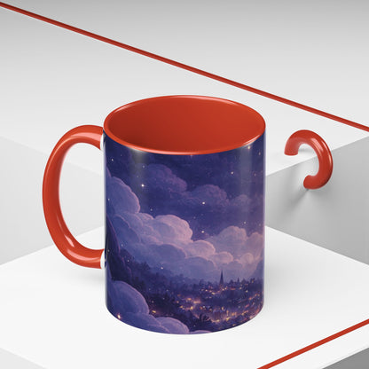 Crescent Night Sky Coffee Mug — Dreamy Purple Moonlit Landscape Accent Mug (11/15 oz)