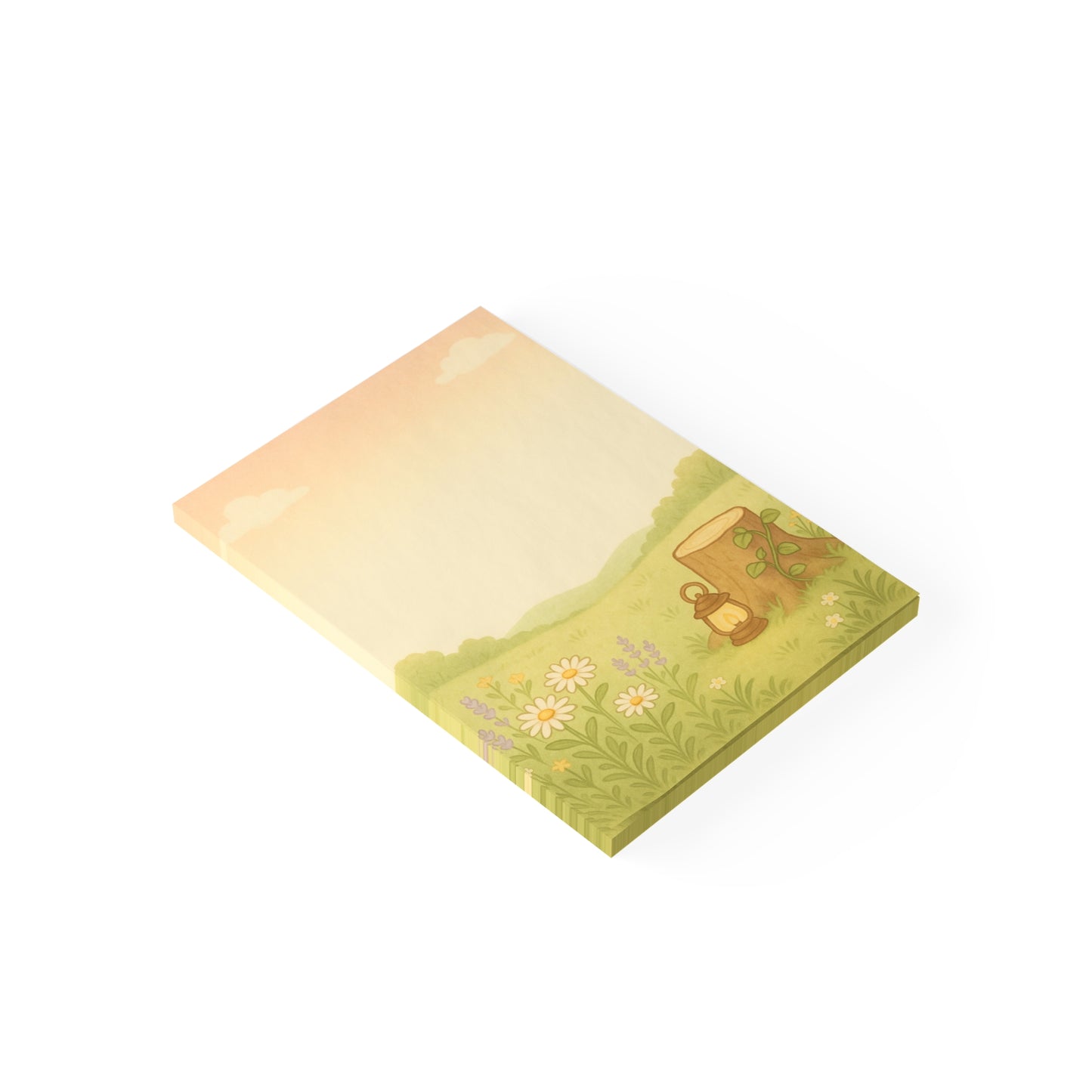 Wildflower Meadow Post-it Notes — Cute Lantern & Stump Sticky Notes for Desk Organization