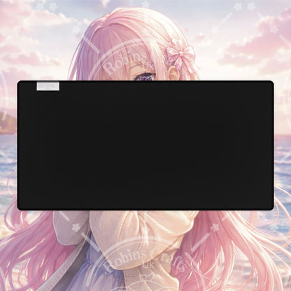 Anime Beach Girl Desk Mat — Pastel Pink Aesthetic Gaming Mousepad