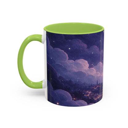 Crescent Night Sky Coffee Mug — Dreamy Purple Moonlit Landscape Accent Mug (11/15 oz)