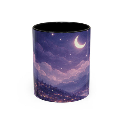 Crescent Night Sky Coffee Mug — Dreamy Purple Moonlit Landscape Accent Mug (11/15 oz)