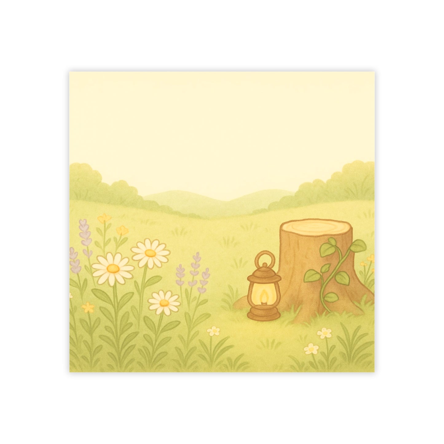 Wildflower Meadow Post-it Notes — Cute Lantern & Stump Sticky Notes for Desk Organization