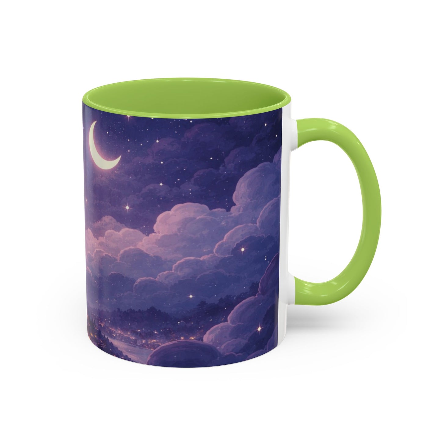 Crescent Night Sky Coffee Mug — Dreamy Purple Moonlit Landscape Accent Mug (11/15 oz)