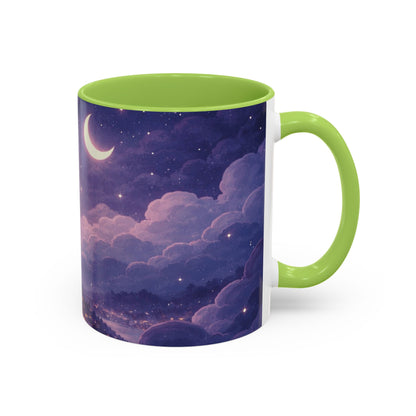 Crescent Night Sky Coffee Mug — Dreamy Purple Moonlit Landscape Accent Mug (11/15 oz)