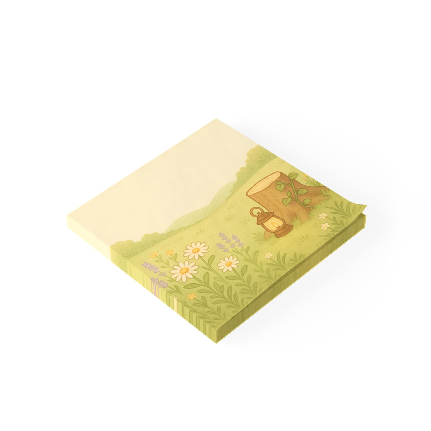 Wildflower Meadow Post-it Notes — Cute Lantern & Stump Sticky Notes for Desk Organization