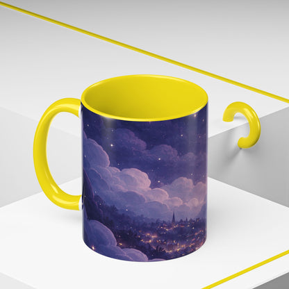 Crescent Night Sky Coffee Mug — Dreamy Purple Moonlit Landscape Accent Mug (11/15 oz)